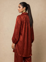 Load image into Gallery viewer, Maroon Harmony: Jacquard Top &amp; Pant Set 92161/92171