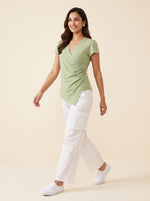 Load image into Gallery viewer, V Neck Jersey Light Green Top 90292