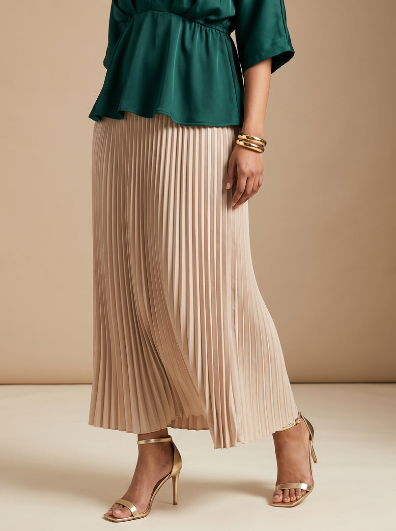 Cream Flow: Polyester Ankle Skirt 88051