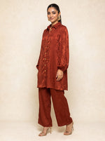 Load image into Gallery viewer, Maroon Harmony: Jacquard Top &amp; Pant Set 92161/92171
