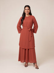 Burnt Orange Classic Long Dress 93342