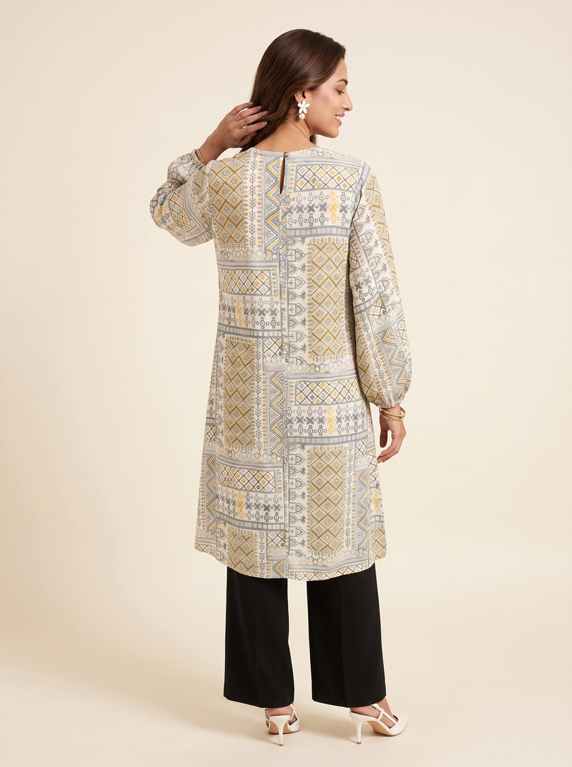 Patchwork V-Neck Top 92661