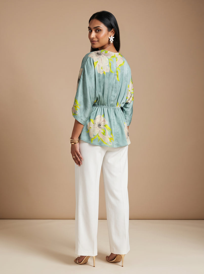 Jacquard Whisper: Chiffon V-Neck Hip Top 91771