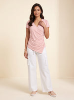 Load image into Gallery viewer, V Neck Jersey Light Pink Top 90291