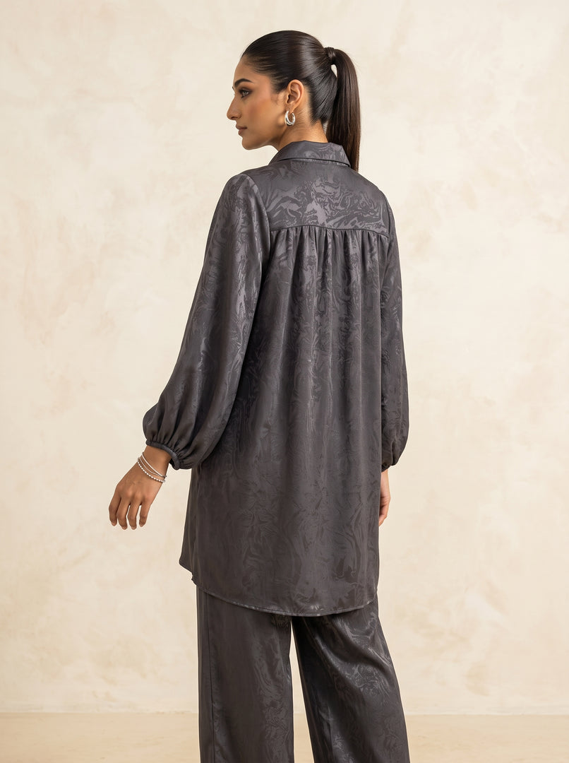 Grey Harmony: Jacquard Top & Pant Set 92141/92151