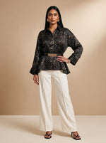 Load image into Gallery viewer, Splatter Luxe: Satin Abstract Hip Top 91781