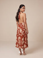 Load image into Gallery viewer, Cotton Printed Halter Midi Dress 93471