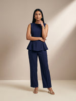 Load image into Gallery viewer, Navy Essence: Poly Cotton Sleeveless Hip Top 88101