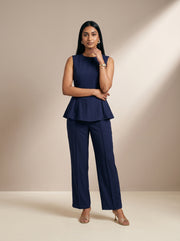 Navy Essence: Poly Cotton Sleeveless Hip Top 88101
