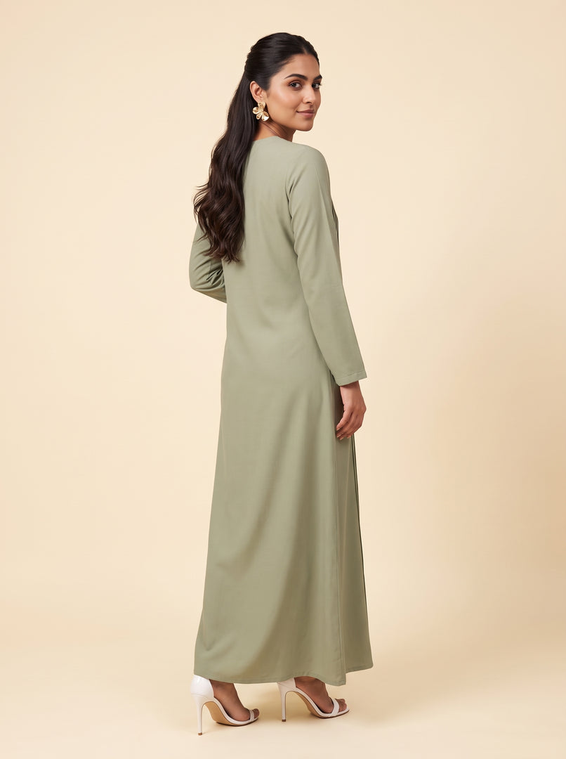 Basil Green Caftan Dress 82751