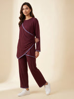 Load image into Gallery viewer, Dark Maroon Draped Co-ord Set 90021/90031