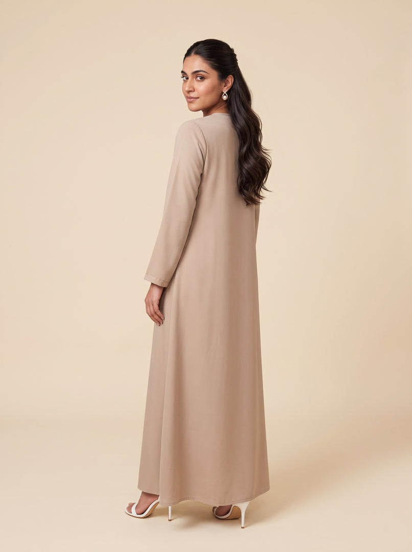 Cotton Caftan Neck A-Line Maxi Dress 82752