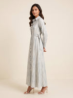 Load image into Gallery viewer, Collared A-Line Abstract Vertical Stripe Dress 92581