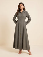 Load image into Gallery viewer, Collared A-Line Olive Green Dress 86361