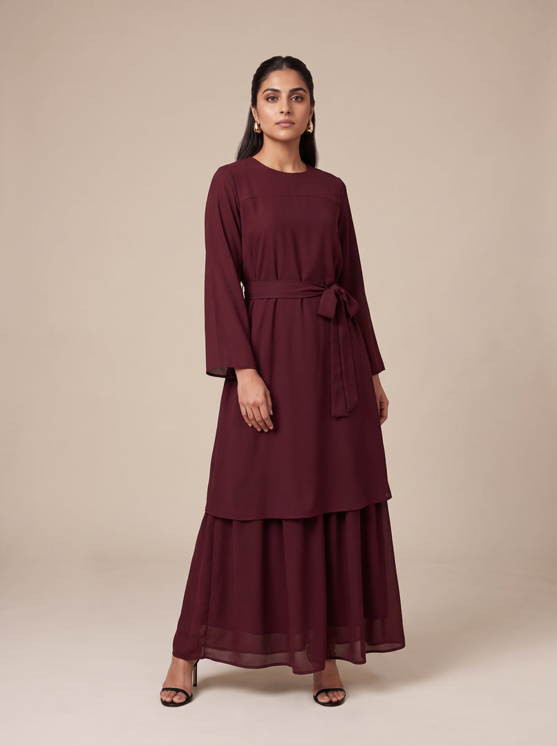 Maroon Classic Long Dress 93341