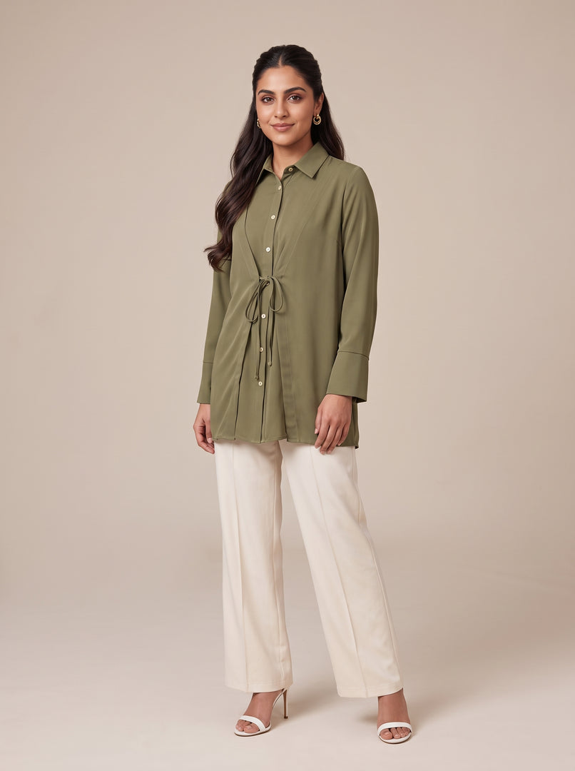 Olive Collared Top 90011