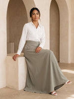 Load image into Gallery viewer, Basil Green Polyester Ankle-Length Skirt 94633