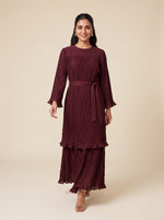 Load image into Gallery viewer, Maroon Pleated Flow Dress 92381