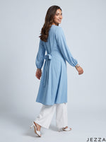 Load image into Gallery viewer, Sky Breeze: Light Blue Cotton Knee Top 81083