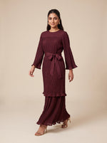 Load image into Gallery viewer, Maroon Pleated Flow Dress 92381