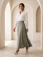 Load image into Gallery viewer, Basil Green Polyester Ankle-Length Skirt 94633