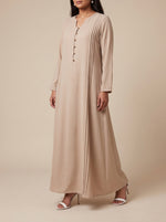 Load image into Gallery viewer, Cotton Caftan Neck A-Line Maxi Dress 82752