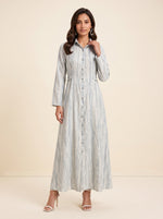 Load image into Gallery viewer, Collared A-Line Abstract Vertical Stripe Dress 92581
