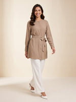 Load image into Gallery viewer, Round Neck Long Sleeve Khaki Brown Top 88151