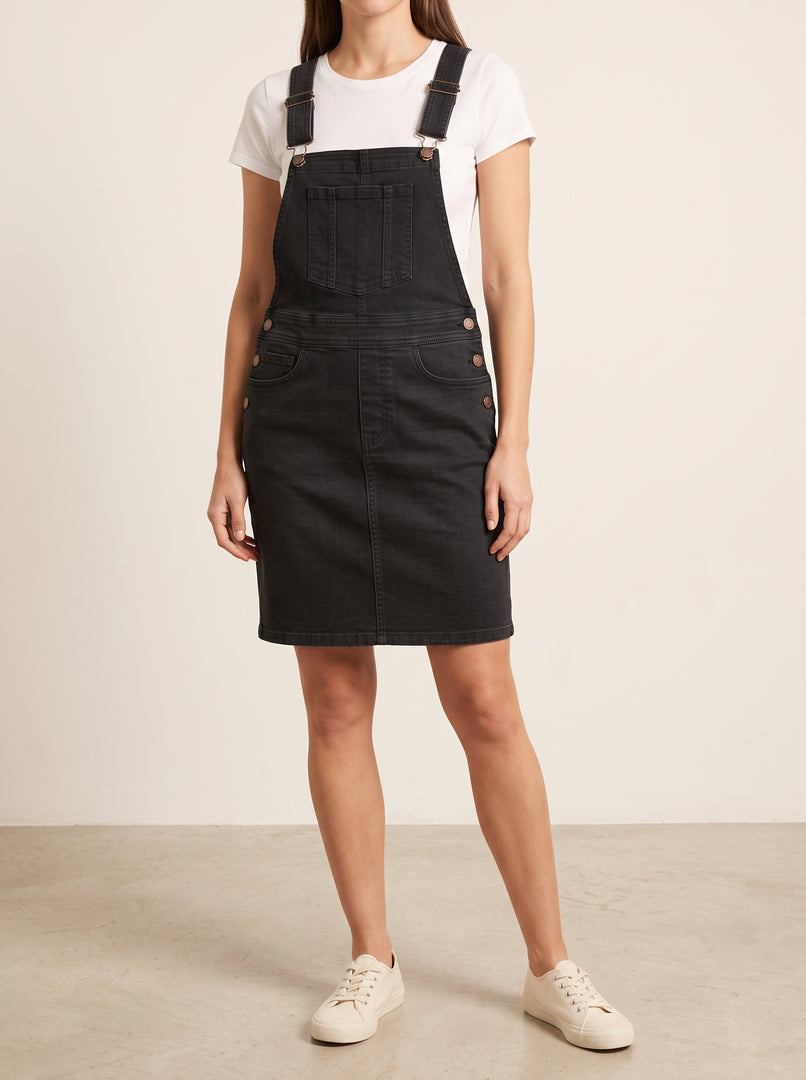 Urban Utility: Black Denim Dungaree DL-381 B