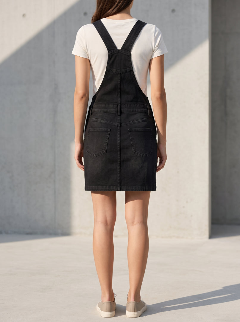 Urban Utility: Black Denim Dungaree DL-381 B