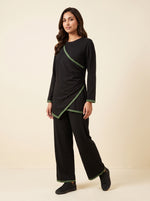 Load image into Gallery viewer, Black Draped Co-Ord Set 90023/90033
