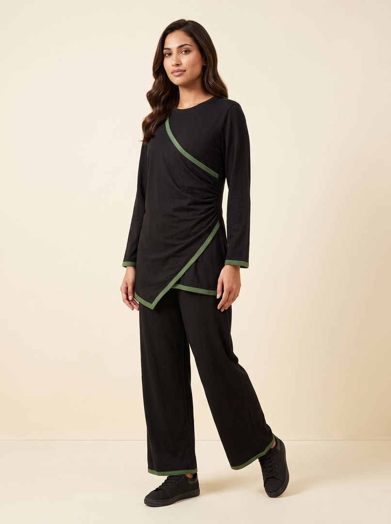 Black Draped Co-Ord Set 90023/90033
