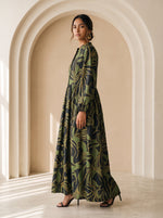 Load image into Gallery viewer, Abstract Print Mandarin Collar Dress 92791