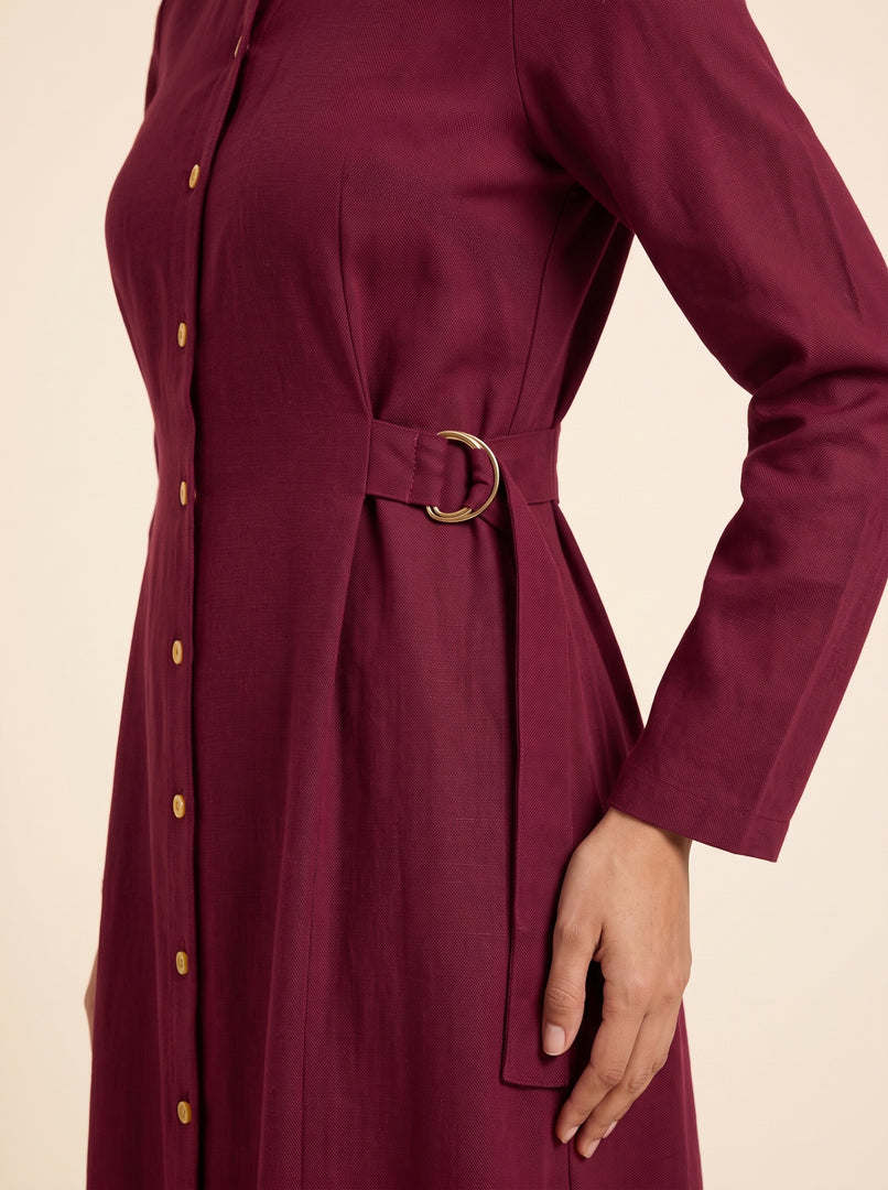 Collared A-Line Red Berry Dress 86362