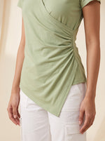 Load image into Gallery viewer, V Neck Jersey Light Green Top 90292