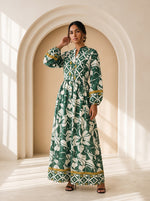 Load image into Gallery viewer, Mandarin Collar Floral Dress 90241