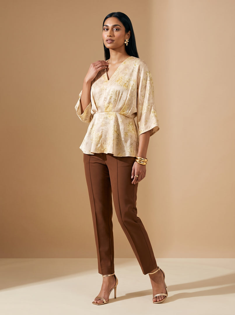 Abstract Grace: Chiffon V-Neck Hip Top 91761