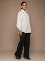 Load image into Gallery viewer, Pinstripe Poise: Cotton Below Hip Top 82551