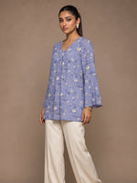 Load image into Gallery viewer, Floral Texture: Textured Poly Cotton Below Hip Top 91971