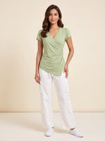 Load image into Gallery viewer, V Neck Jersey Light Green Top 90292