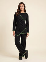 Load image into Gallery viewer, Black Draped Co-Ord Set 90023/90033