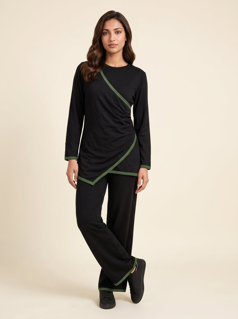Black Draped Co-Ord Set 90023/90033