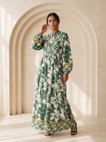 Load image into Gallery viewer, Mandarin Collar Floral Dress 90241