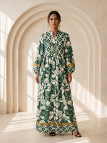 Load image into Gallery viewer, Mandarin Collar Floral Dress 90241