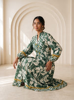 Load image into Gallery viewer, Mandarin Collar Floral Dress 90241