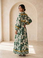 Load image into Gallery viewer, Mandarin Collar Floral Dress 90241