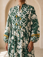 Load image into Gallery viewer, Mandarin Collar Floral Dress 90241