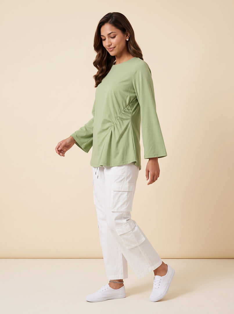 Light Green Gathered Top 90593