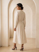 Load image into Gallery viewer, Linen Dust Collared Midi Dress 87936