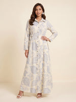 Load image into Gallery viewer, Collared A-Line Floral Damask Print Dress 92571